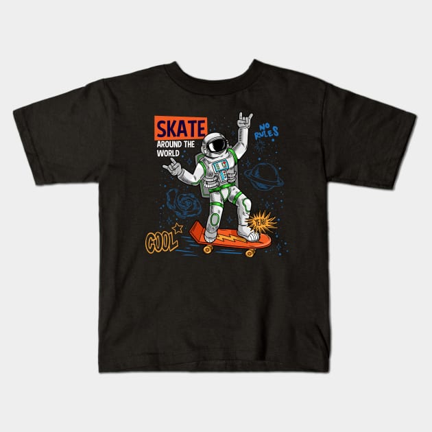 astronaut surf out of the world Kids T-Shirt by Mako Design 